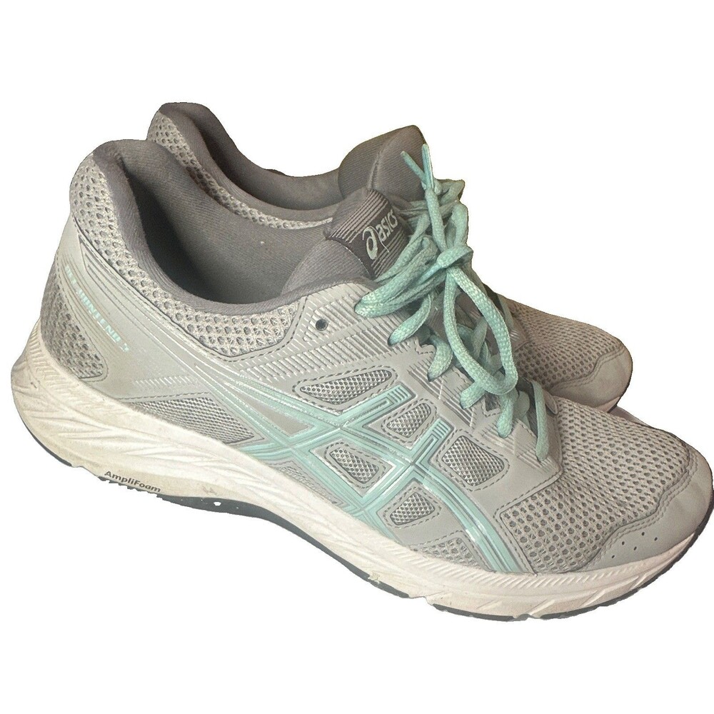 ASICS Gel Contend Everida Comfort Women’s 9.5 Gray Mint Running Shoes 1012A234